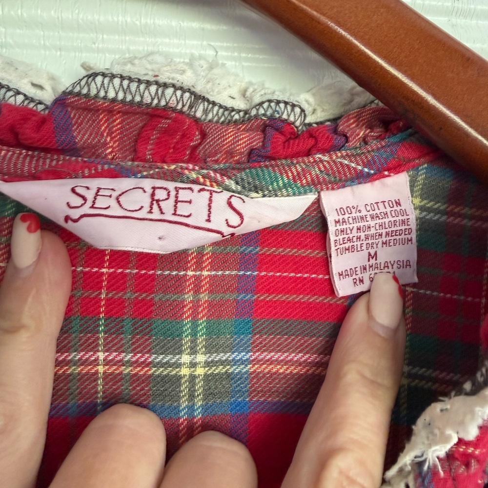 2 for $20 sale: Secrets red plaid flannel nightgown- M - Picture 2 of 4
